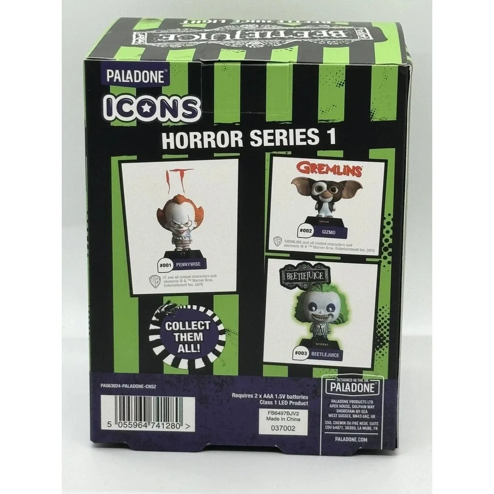PALADONE BEETLEJUICE LED LAMP HORROR SERIES‎ 003 LIGHT GREEN WHITE NEW STRIPED